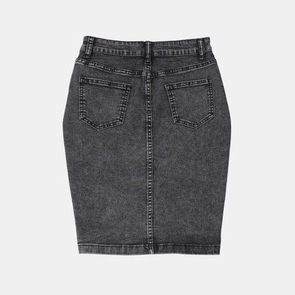 Damen Jeans-Midirock mit durchgehender Knopfleiste und figurschmeichelndem Schnitt Stalluxe