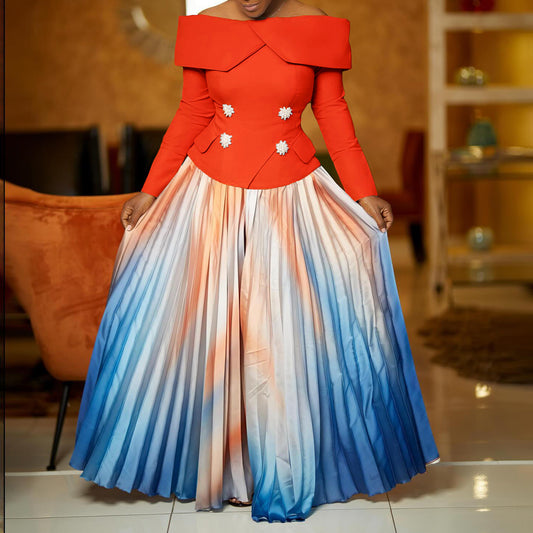 Damen Elegantes Plisseekleid mit schulterfreiem Oberteil und auffälligen Knopfdetails Stalluxe