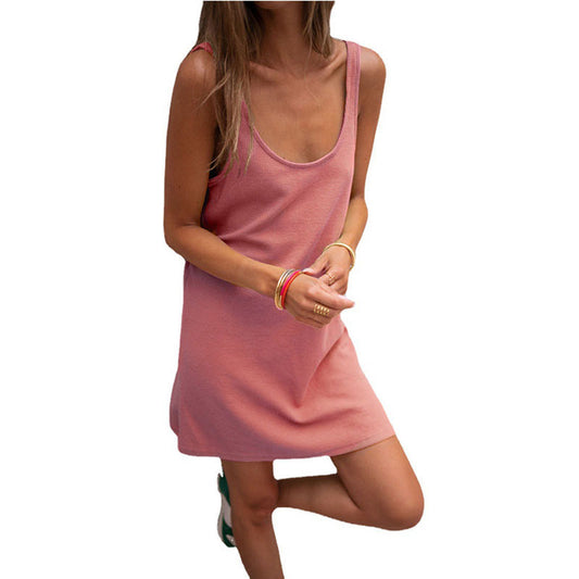Damen Sommerliches Freizeitkleid mit tiefem Ausschnitt und leichtem Stoff Stalluxe