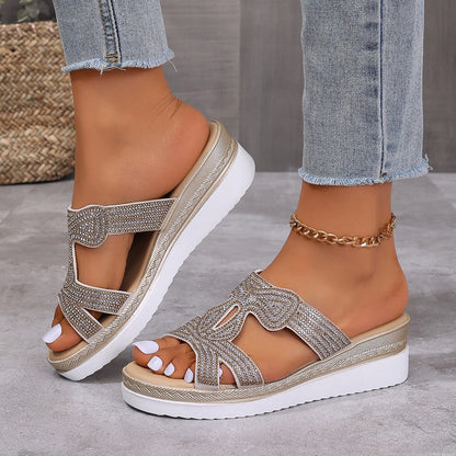 Damen Glitternde Plateau-Sandalen mit funkelndem Strassbesatz Stalluxe