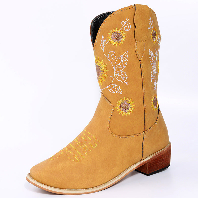 Damen Cowboystiefel mit verspieltem Blumenmuster Stalluxe