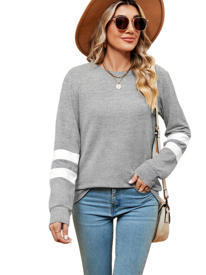 Damen sportliches Sweatshirt mit dekorativen Streifendetails Stalluxe Hellgrau