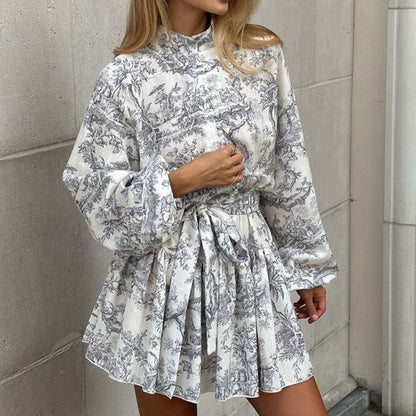 Damen Mini-Kleid mit Taillengürtel und floralen Druck Stalluxe