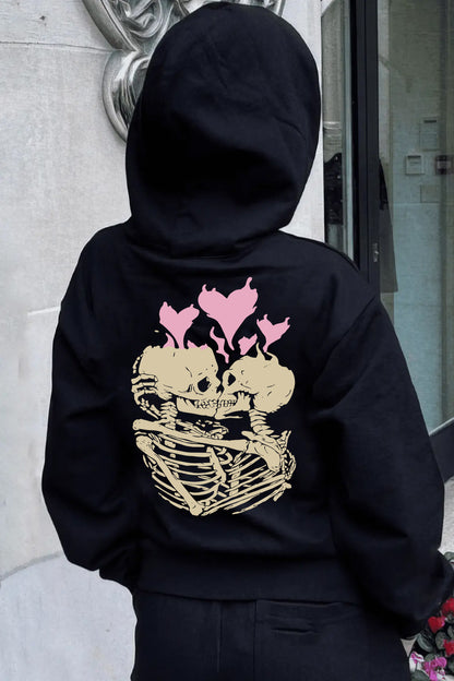 Damen Hoodie mit einzigartigem Skelett-Motiv und Herzgrafik Stalluxe