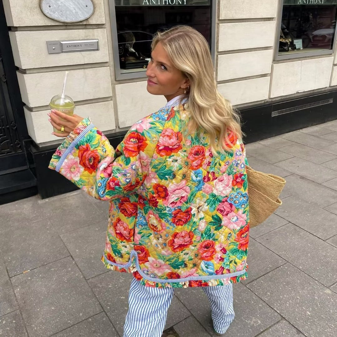 Damen Blumendesign Steppjacke Stalluxe