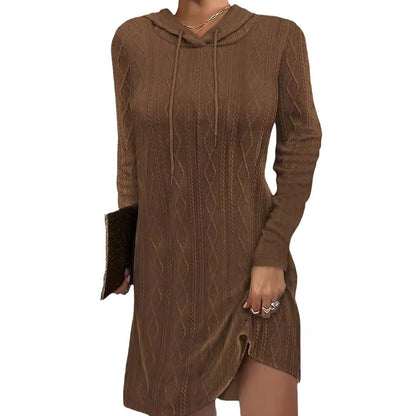 Women's Hooded Knit Sweater Dress Stalluxe