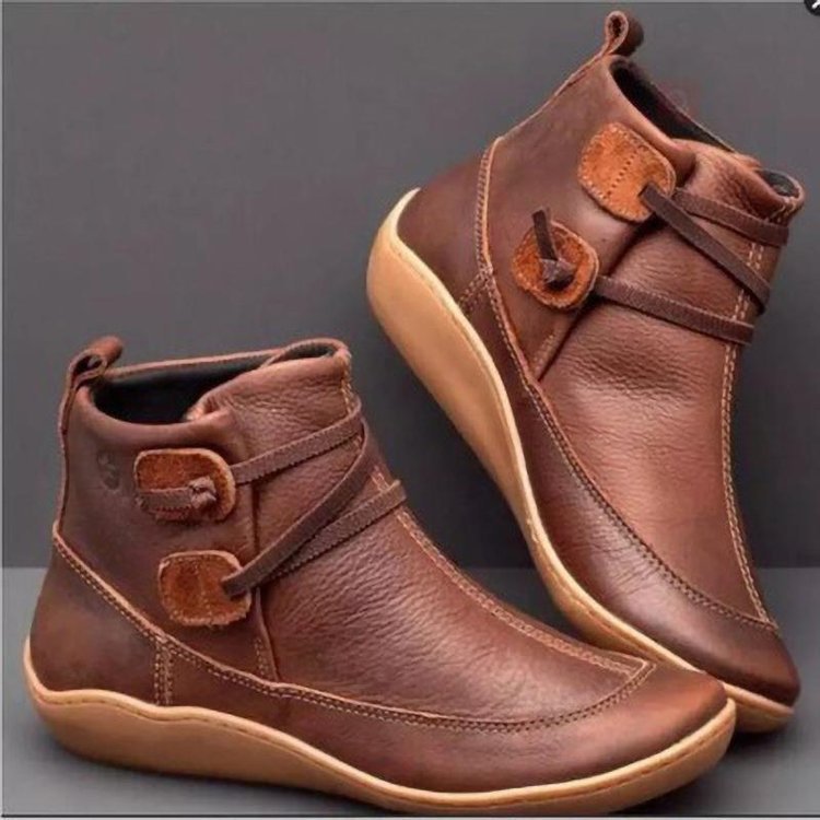 Damen Bequeme Lederstiefeletten mit innovativem Schnallenverschluss Stalluxe