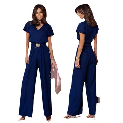 Damen Modischer Overall mit weitem Bein und Taillengürtel Stalluxe