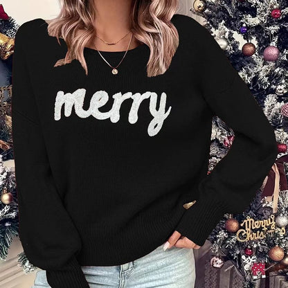 Damen gemütlicher Sweater mit festlichem Aufdruck Stalluxe