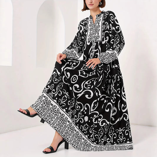 Damen Maxikleid mit kunstvollem Musterdruck Stalluxe
