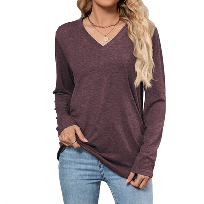 Damen Viskose Langarmshirt mit modischem V-Ausschnitt und lockerer Passform Stalluxe