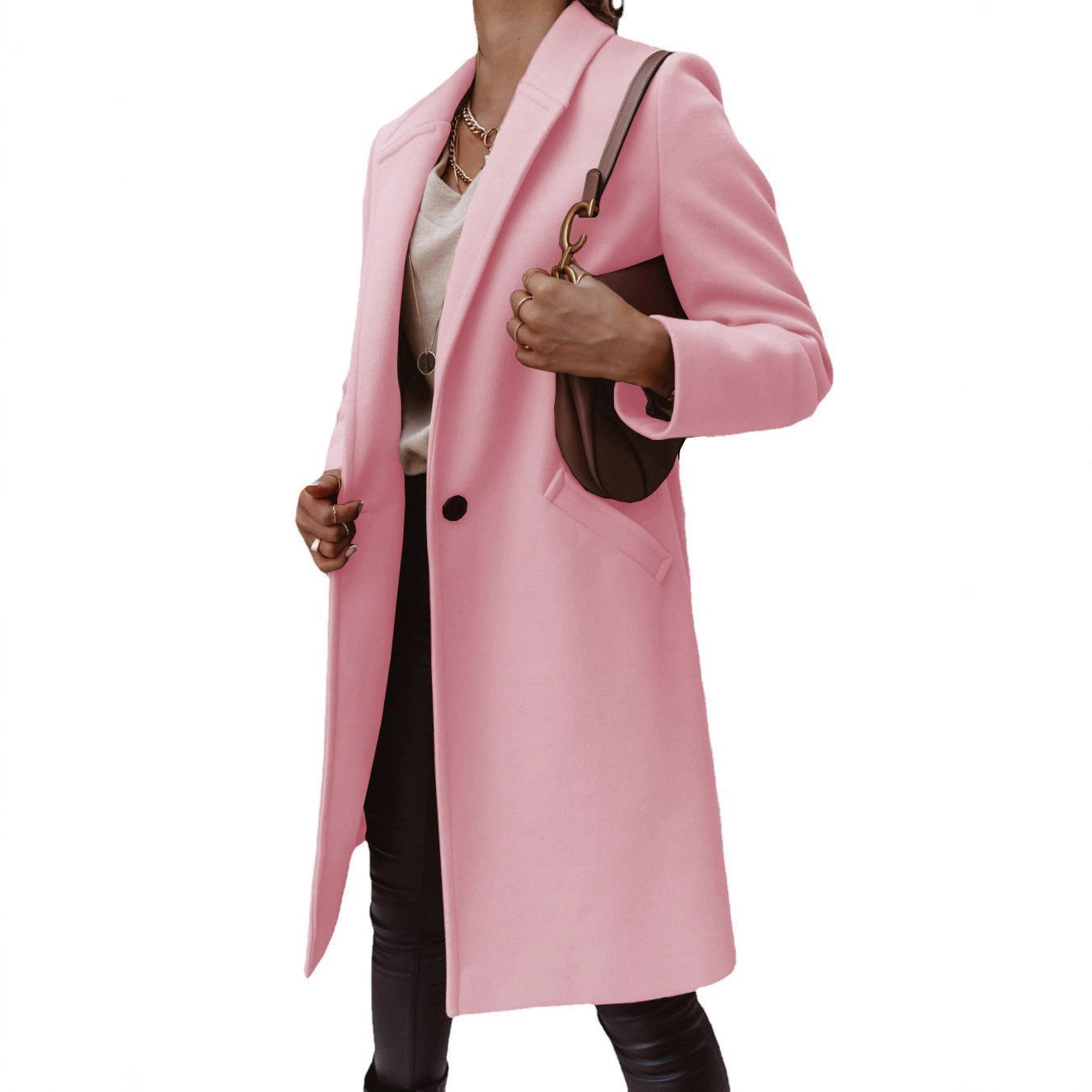 Damen Eleganter und hochwertiger Wollmantel mit schmalem Schnitt Stalluxe