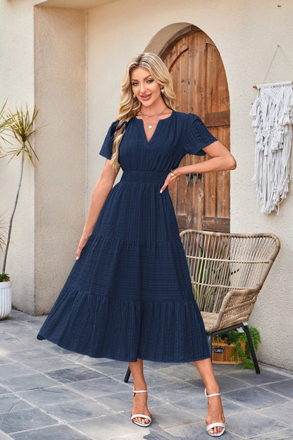 Damen Maxi-Kleid aus leichtem, gestreiftem Stoff Stalluxe
