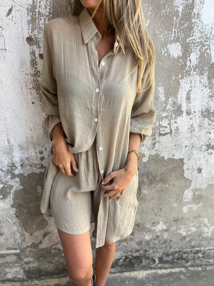 Damen lässiges Hemdblusenkleid aus leichtem Leinenmix Stalluxe