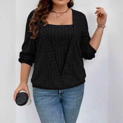 Damen lässiger Strickpullover mit tiefem V-Ausschnitt und Rippstruktur Stalluxe
