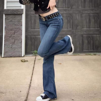 Damen lässige Flared Jeans im Retro-Stil mit hohem Bund Stalluxe