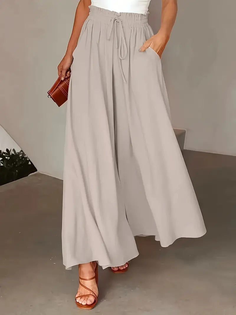 Damen Weite Palazzo-Hose mit elastischem Bund und modernen Punkten Stalluxe
