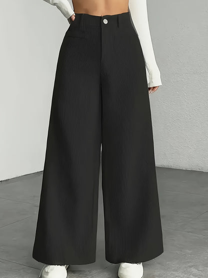 Damen Weitgeschnittene Cordhose mit hohem Bund und Taschen Stalluxe