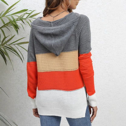 Damen Layered Kapuzenpullover mit atmungsaktiver Struktur und modischem Farbblockdesign Stalluxe