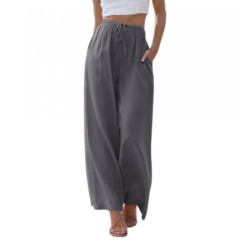 Damen Weite Palazzo-Hose mit elastischem Bund und seitlichen Taschen Stalluxe