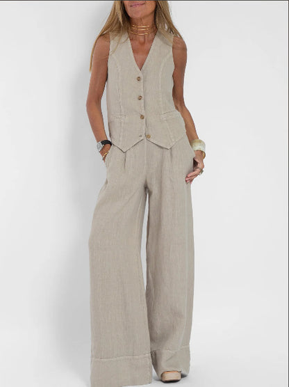 Damen Anzug mit weit geschnittenen Hosen und eleganter Weste Stalluxe