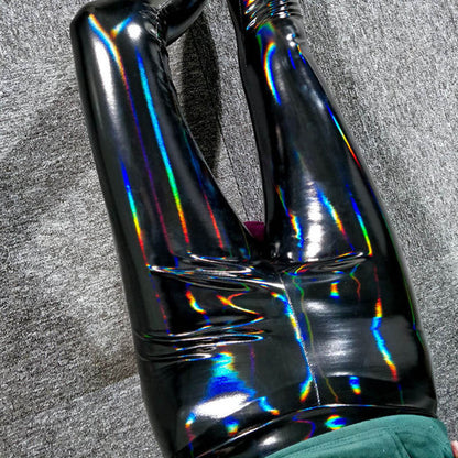 Damen Leggings im Hochglanz-Lederlook mit figurformendem Schnitt Stalluxe
