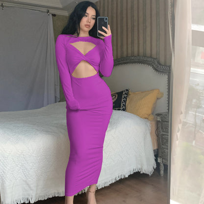 Damen Figurbetontes Cut-Out Kleid mit langen Ärmeln Stalluxe