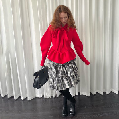 Damen Pullover mit Krawatten-Detail und Volant Stalluxe