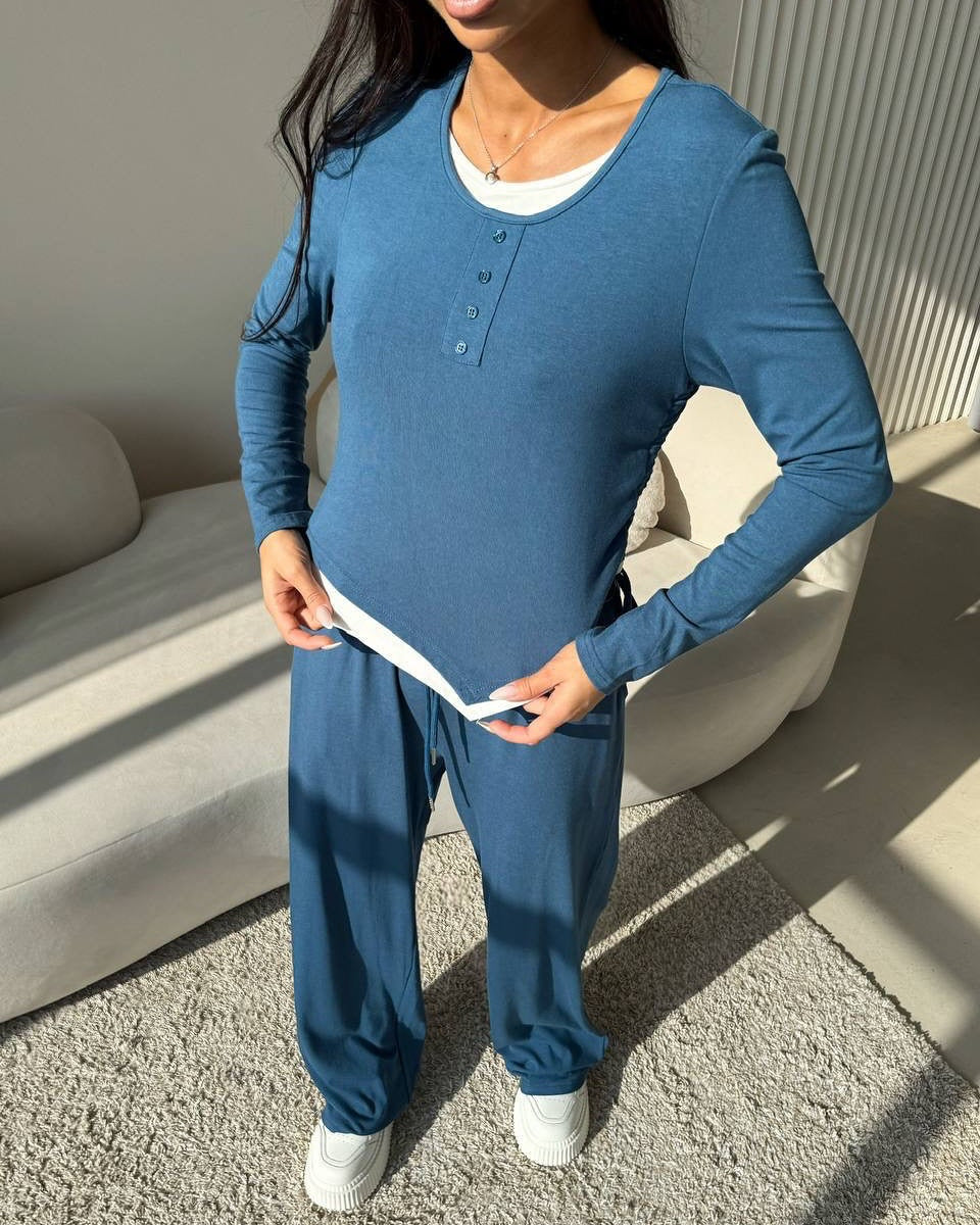 Damen lässiger Pyjama-Anzug aus atmungsaktivem Material Stalluxe