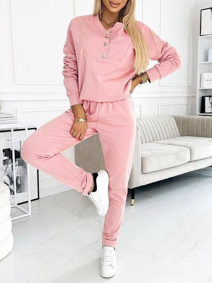 Women's Cozy Button-Up Loungewear Set Stalluxe