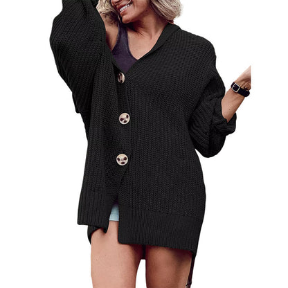 Damen Grobstrickjacke mit weiten Ärmeln und Kapuze Stalluxe