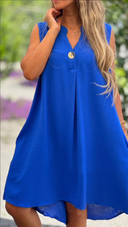 Damen lässiges Sommerkleid mit eleganter Knopfleiste Stalluxe