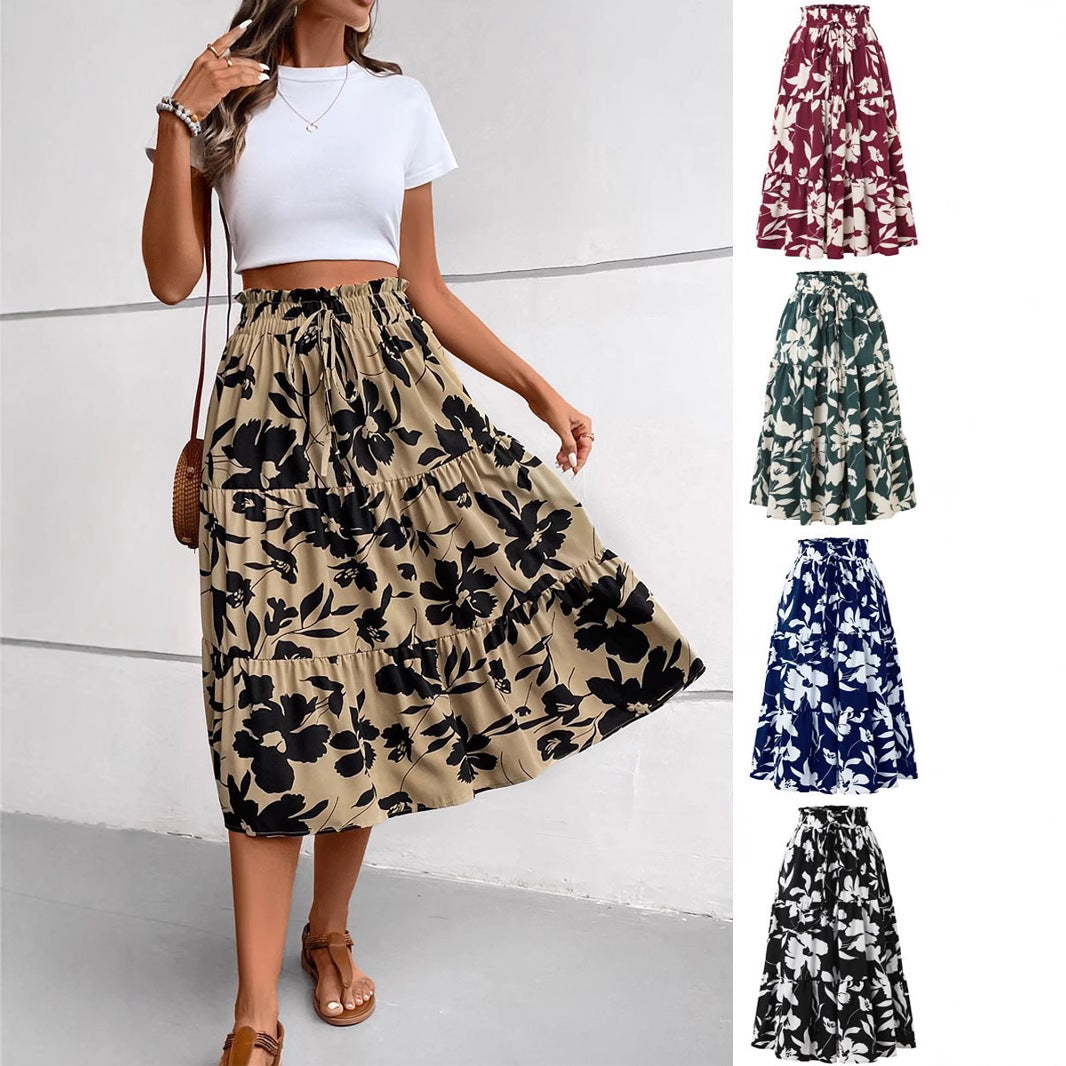Damen Maxirock mit fließendem Schnitt und floralem Design Stalluxe