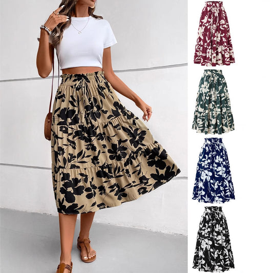 Damen Maxirock mit fließendem Schnitt und floralem Design Stalluxe