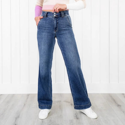 Damen Hochtaillierte Jeans im lässigen Vintage-Stil Stalluxe
