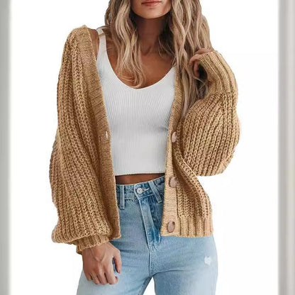 Damen Grobstrick-Cardigan mit Knopfdetails und weitem Schnitt Stalluxe