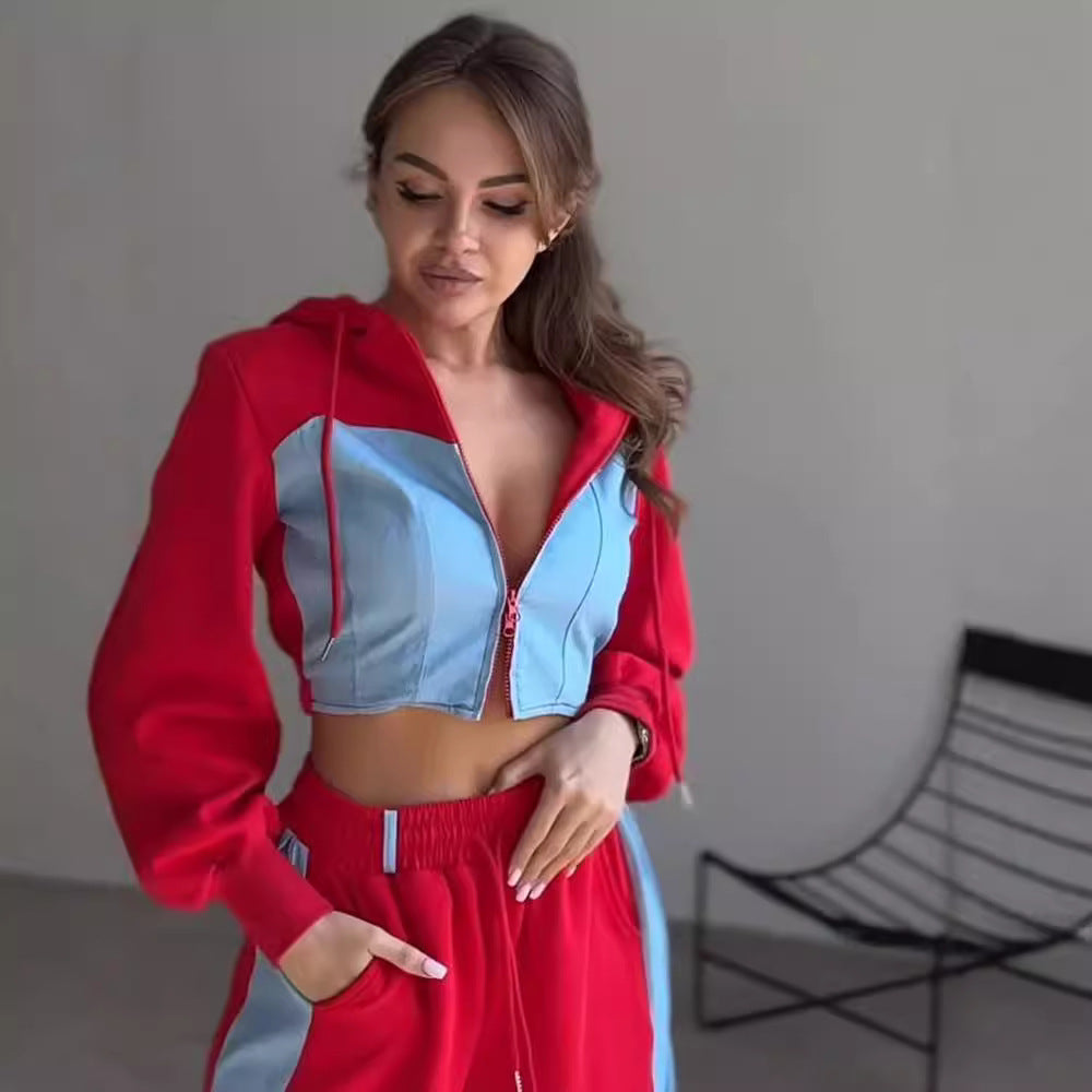 Damen modischer Hoodie und weite Sporthose Set Stalluxe