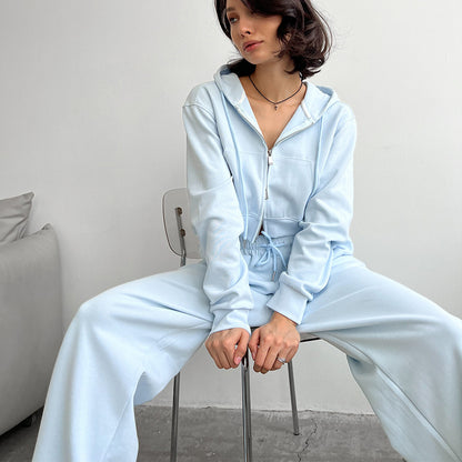Damen lässiger Cropped Hoodie und entspannte Sweatpants Set Stalluxe