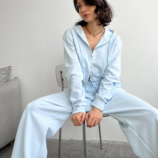 Damen lässiger Cropped Hoodie und entspannte Sweatpants Set Stalluxe