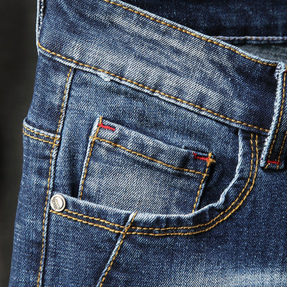 Herren Ripped Jeans im kreativen Farbspray-Design Stalluxe