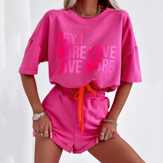 Damen lässiges Sportoberteil und Shorts Set Stalluxe