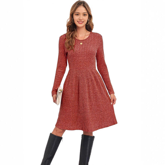 Damen Strickkleid mit lässigem Schnitt und feinem Streifenmuster Stalluxe