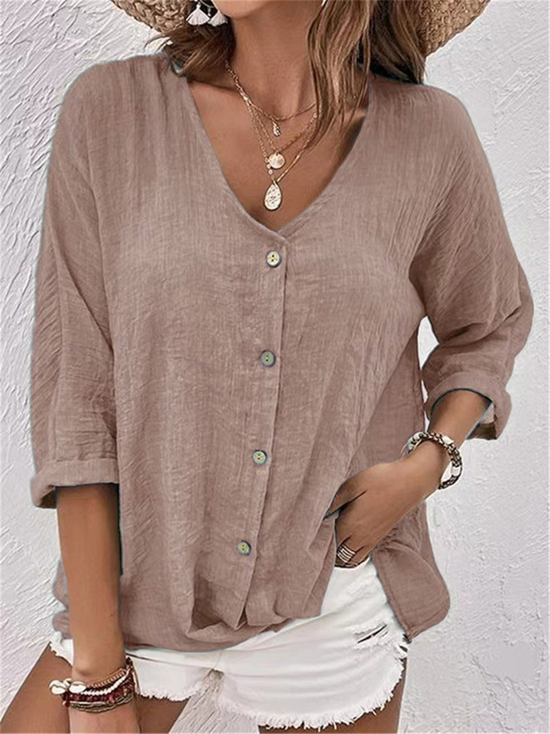 Damen lässige Bluse mit Knopfdetail und weitem Schnitt Stalluxe