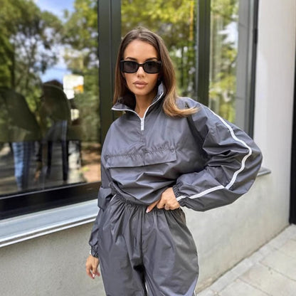 Damen sportlicher Funktionsanzug mit Stehkragen und elastischen Bündchen Stalluxe