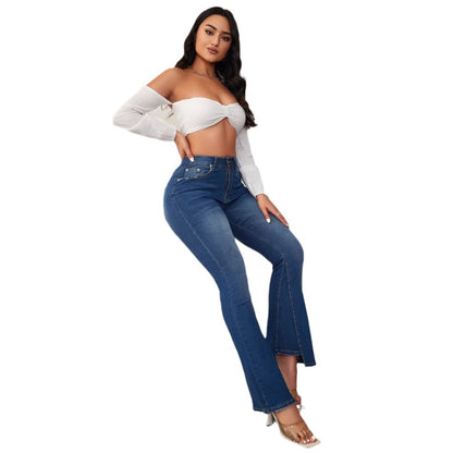Damen Flared Jeans mit hohem Bund und eleganter Schnittführung Stalluxe
