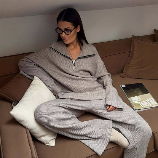 Damen lässiger Pullover und weite Hose Set Stalluxe