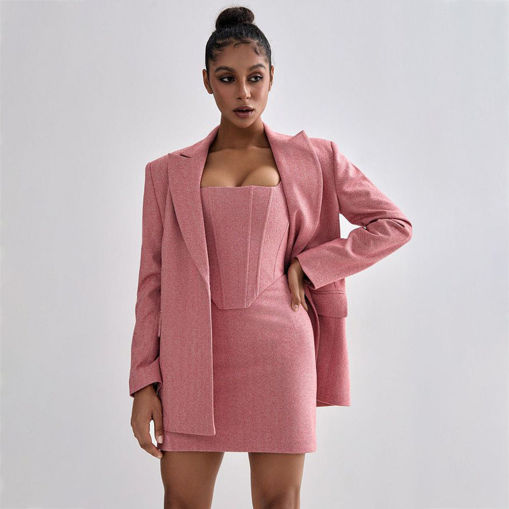 Damen Blazer-Kleid Set mit figurbetontem Oberteil und elegantem Schnitt Stalluxe