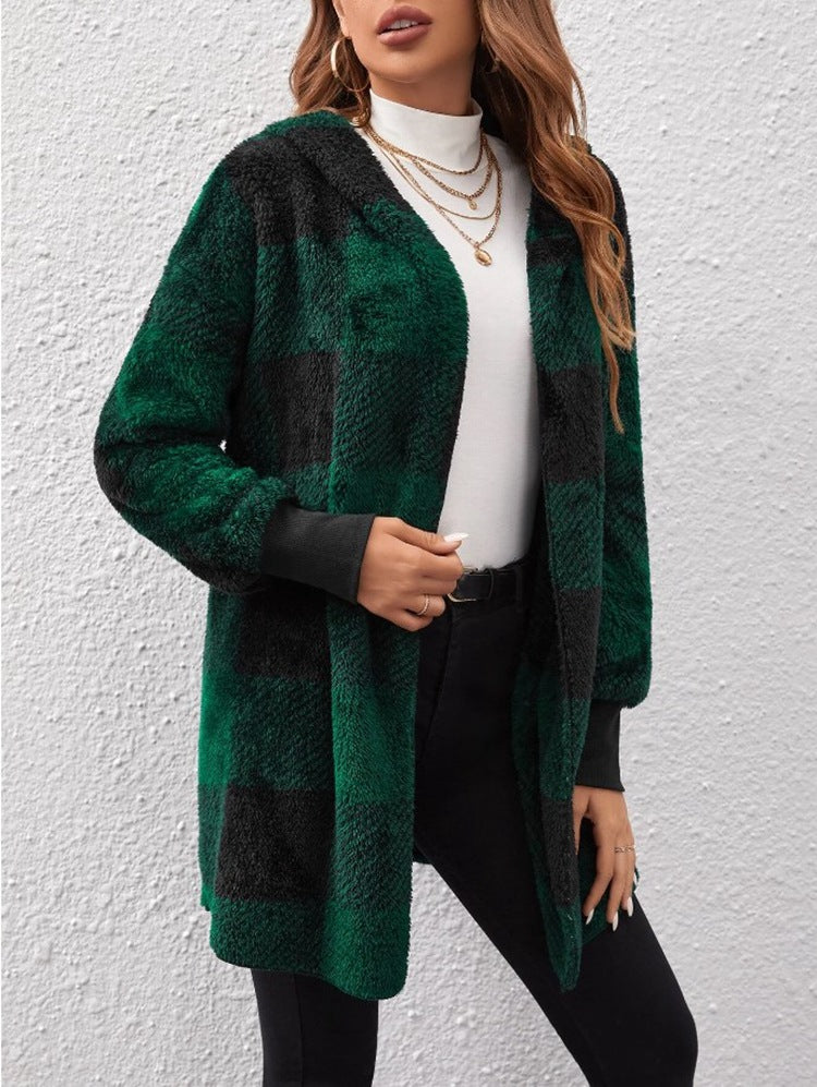 Damen Kuschelige Oversized Jacke mit Kapuze Stalluxe