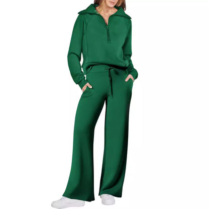 Damen Sportliches Set mit Reißverschluss und weiten Hosen Stalluxe