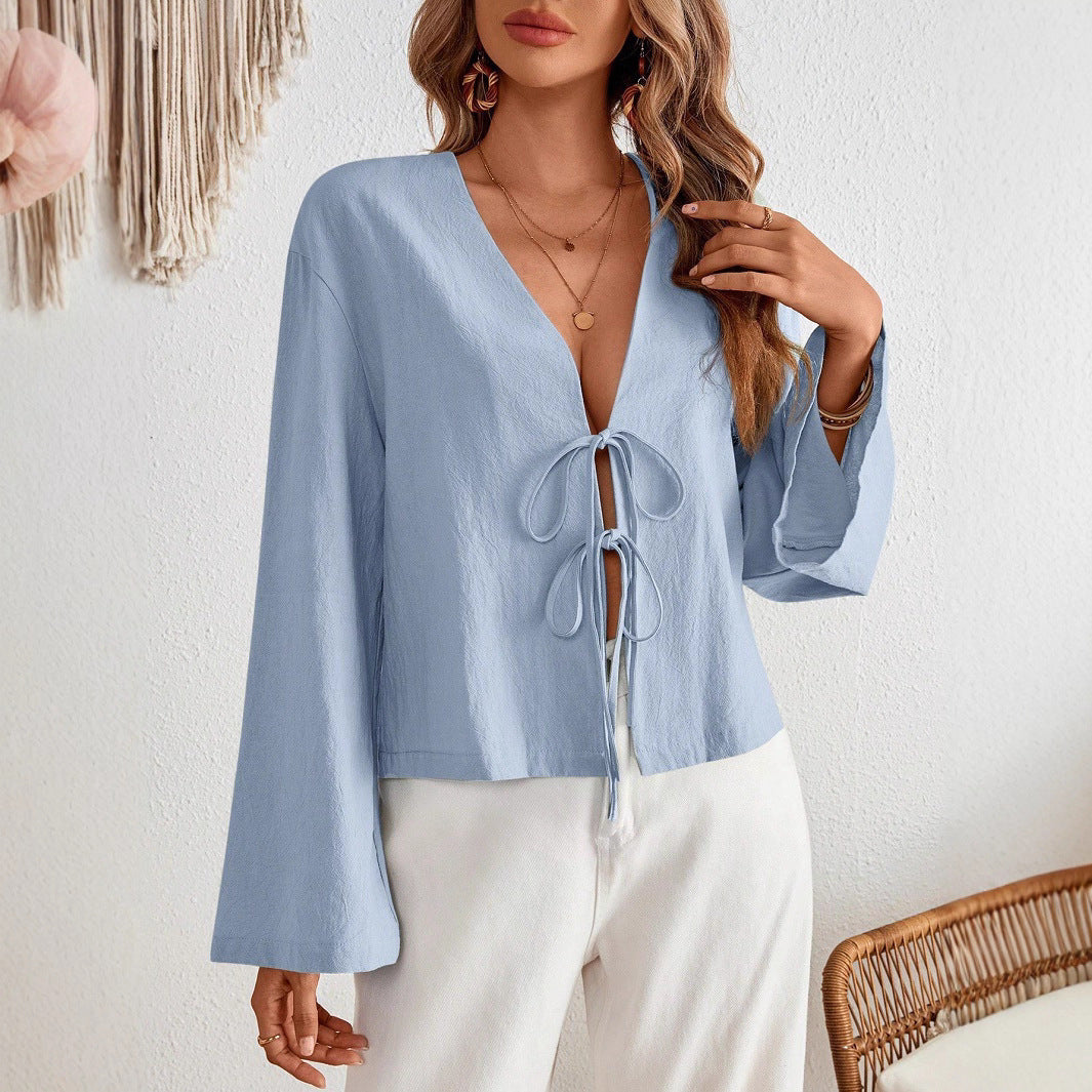 Damen modische Bluse mit weitem Arm Stalluxe